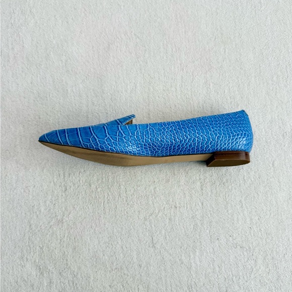 Nine West Blue Reptile Print Pointed Toe Loafers Slip-on Flats Size 8.5 - Picture 6 of 9